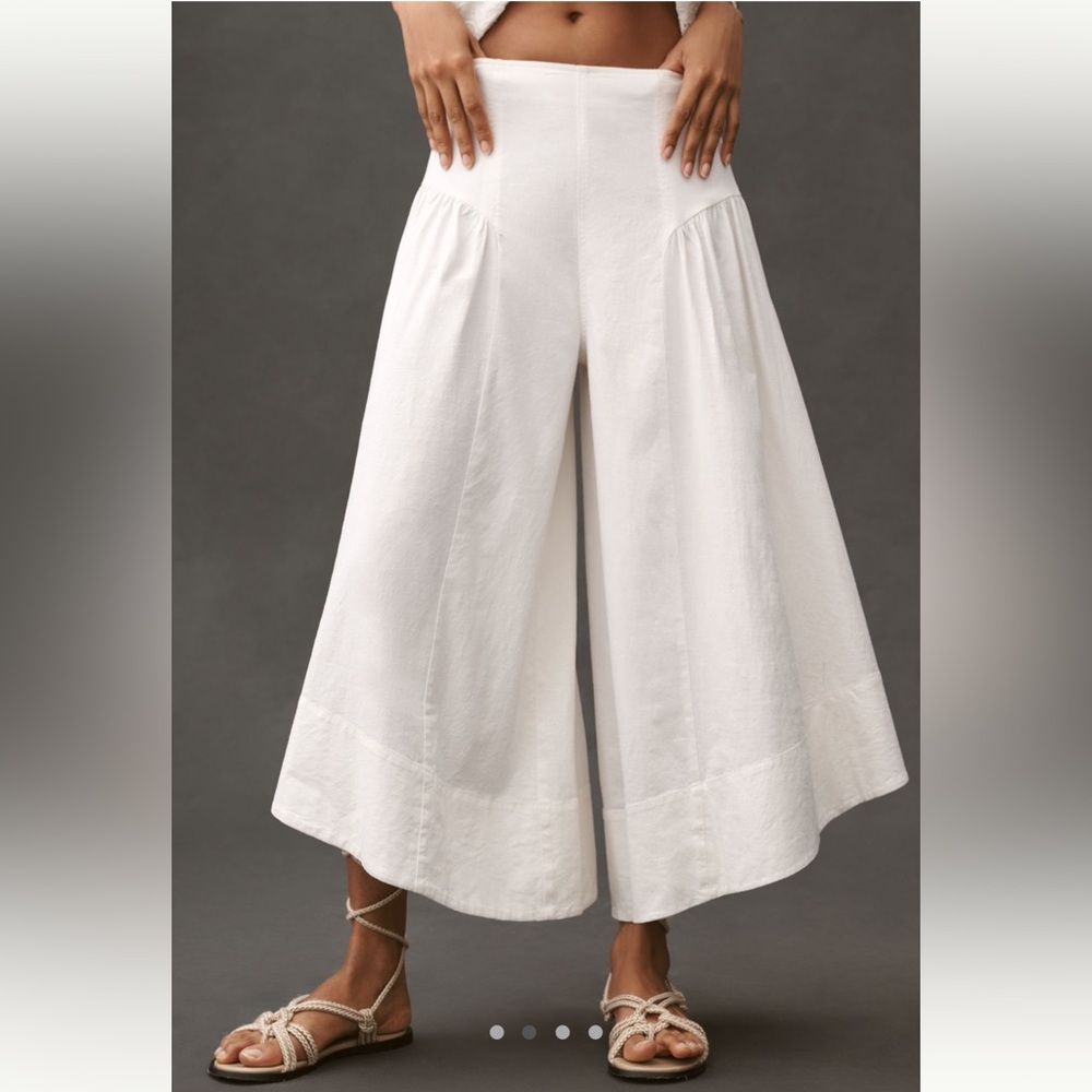 By Anthropologie Linen Extended Waist Pants | NWT | XS - Picture 2 of 4